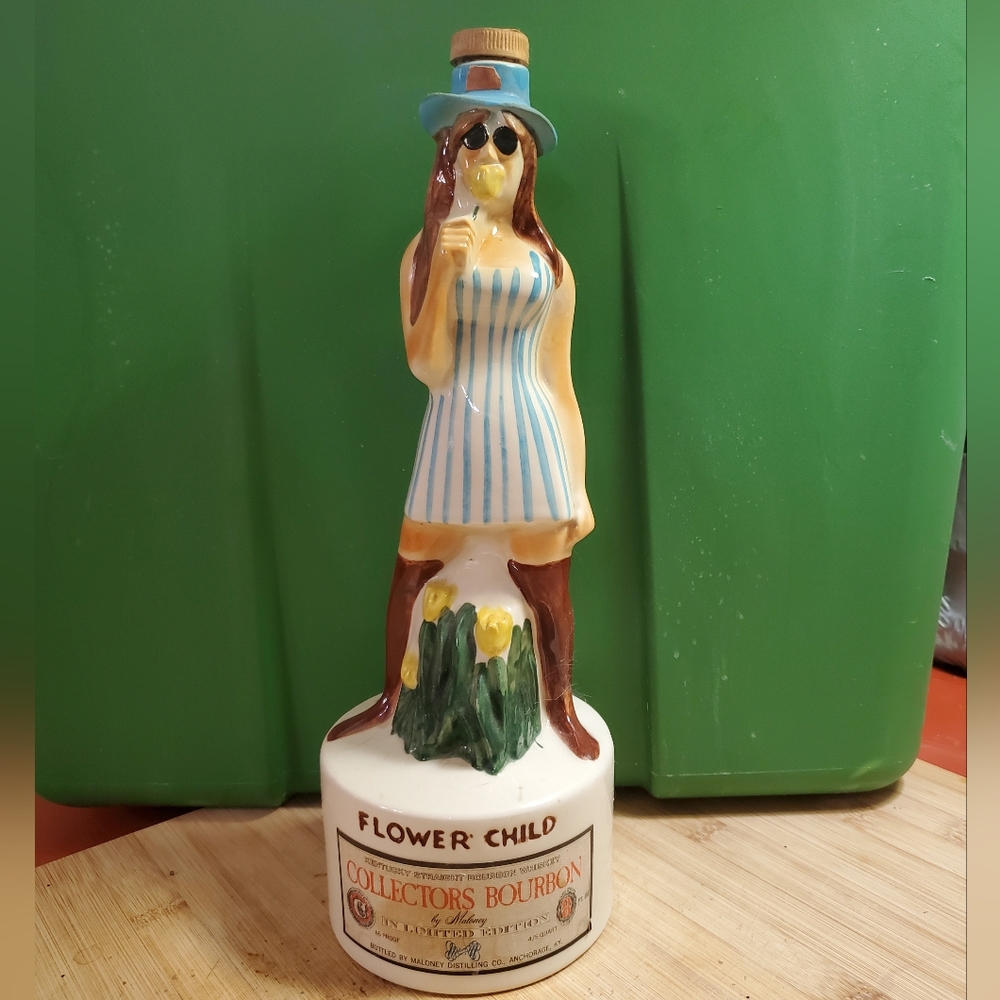 Vintage Flower Child Maloney Distilling Whiskey Decanter
